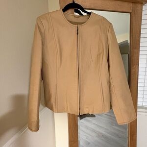 JohnPaulRichard Women's Light Tan Leather Zip Jacket